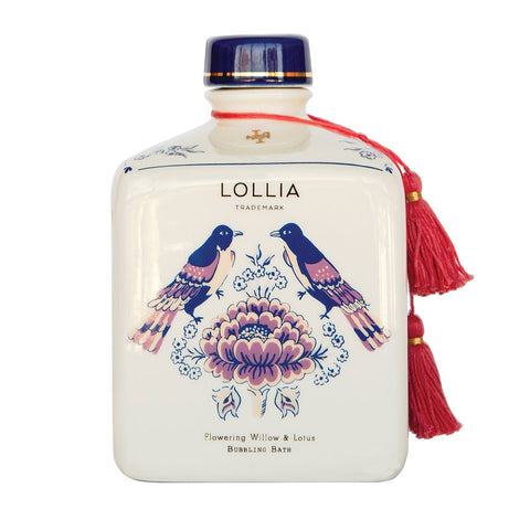 Bubbling Bath 'Imagine - Flowering Willow and Lotus' Ceramic Bottle - No 71 by LOLLIA - Curated Living