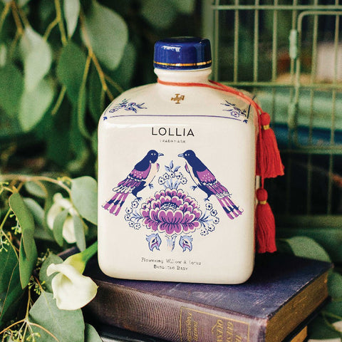 Bubbling Bath 'Imagine - Flowering Willow and Lotus' Ceramic Bottle - No 71 by LOLLIA - Curated Living