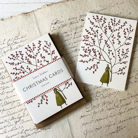 Christmas Cards 'Red Berries' Ten Pack by Laura Stoddart - Curated Living