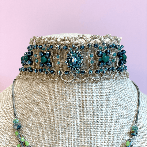 Collar Necklace 'Black and Jade' by Fiori d'Arancio of Italy - Curated Living