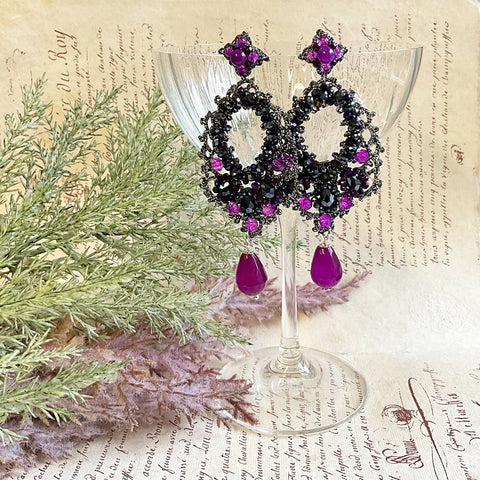 Earrings 'Black and Purple Drop' by Fiori d'Arancio of Italy - Curated Living