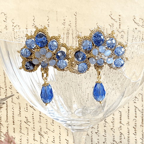 Earrings 'Ninfea Blue Fan' by Fiori d'Arancio of Italy - Curated Living