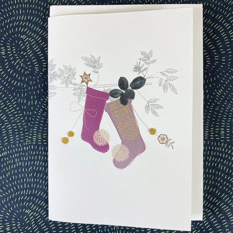 Elena Deshmukh Card, Christmas Pom Pom Stockings.