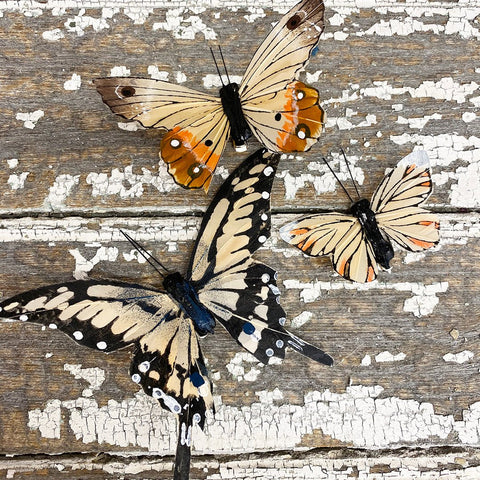 'Flying Feathers - Orange Butterfly' Set of Three By Bungalow of Denmark - Curated Living