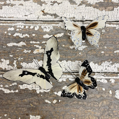 'Flying Feathers - Sunlight Feather Butterflies' Set of 3 By Bungalow of Denmark - Curated Living