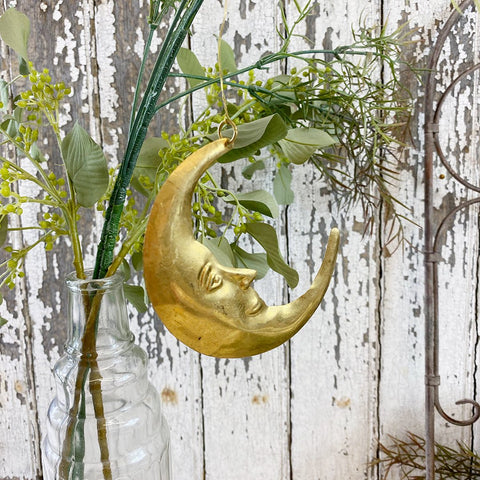 Gold Tone Metal 'Half Moon' Hanging Decoration by Bungalow of Denmark - Curated Living