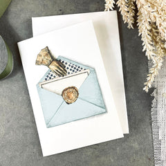 Greeting Card 'Antique Hand Paperclip / Eau de Nil' by Artist Elena Deshmukh - Curated Living