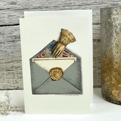 Greeting Card 'Antique Hand Paperclip / Pewter' by Artist Elena Deshmukh - Curated Living
