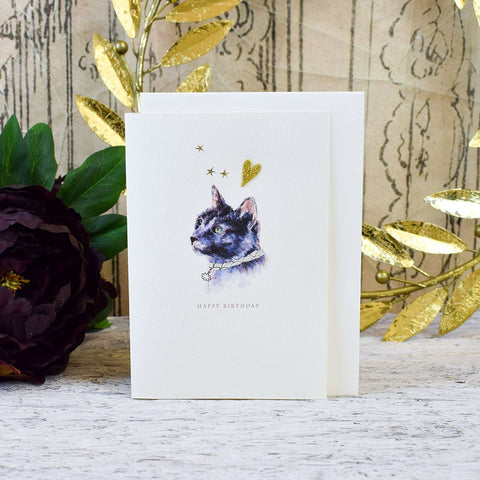 Greeting Card 'Black Cat' by Artist Elena Deshmukh - Curated Living