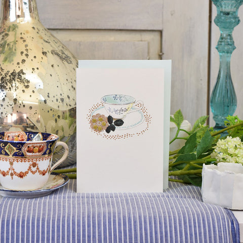 Greeting Card 'China Tea Cup' by Artist Elena Deshmukh - Curated Living