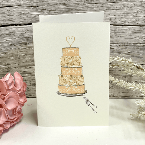 Greeting Card 'Gold Wedding Cake' by Artist Elena Deshmukh - Curated Living