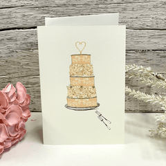 Greeting Card 'Gold Wedding Cake' by Artist Elena Deshmukh - Curated Living