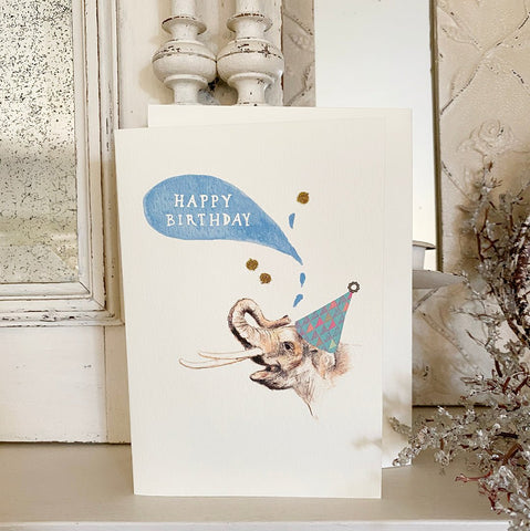 Greeting Card 'Happy Birthday Elephant' by Artist Elena Deshmukh - Curated Living