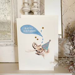 Greeting Card 'Happy Birthday Elephant' by Artist Elena Deshmukh - Curated Living