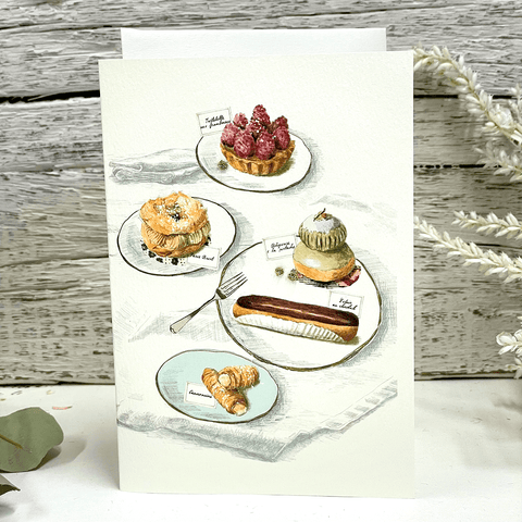 Greeting Card 'Patisseries and Cake' by Artist Elena Deshmukh - Curated Living