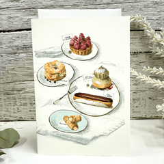 Greeting Card 'Patisseries and Cake' by Artist Elena Deshmukh - Curated Living