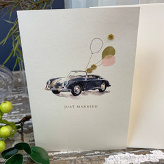 Greeting Card 'Porsche Just Married' by Artist Elena Deshmukh - Curated Living
