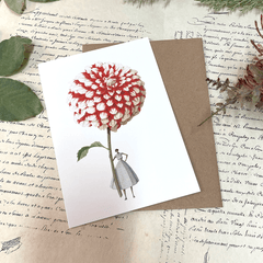 Greeting Card 'Red & White Dahlia' by Laura Stoddart - Curated Living