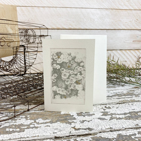 Greeting Card 'Silver Daisies' by Artist Elena Deshmukh - Curated Living