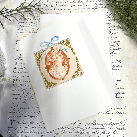 Greeting Card 'Vintage Cameo' by Artist Elena Deshmukh - Curated Living