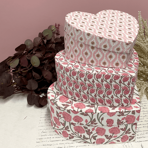 Heart Boxes 'Lotus Ruby' Set of Three by Bungalow of Denmark - Curated Living