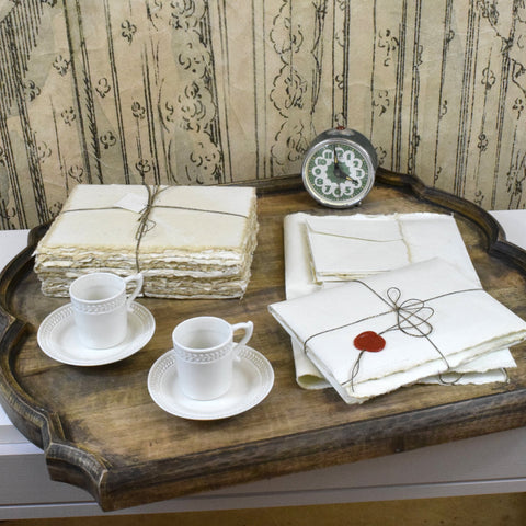 Heavy 'Wooden Tray with Scalloped Edge' by Merci Louis of France - Curated Living