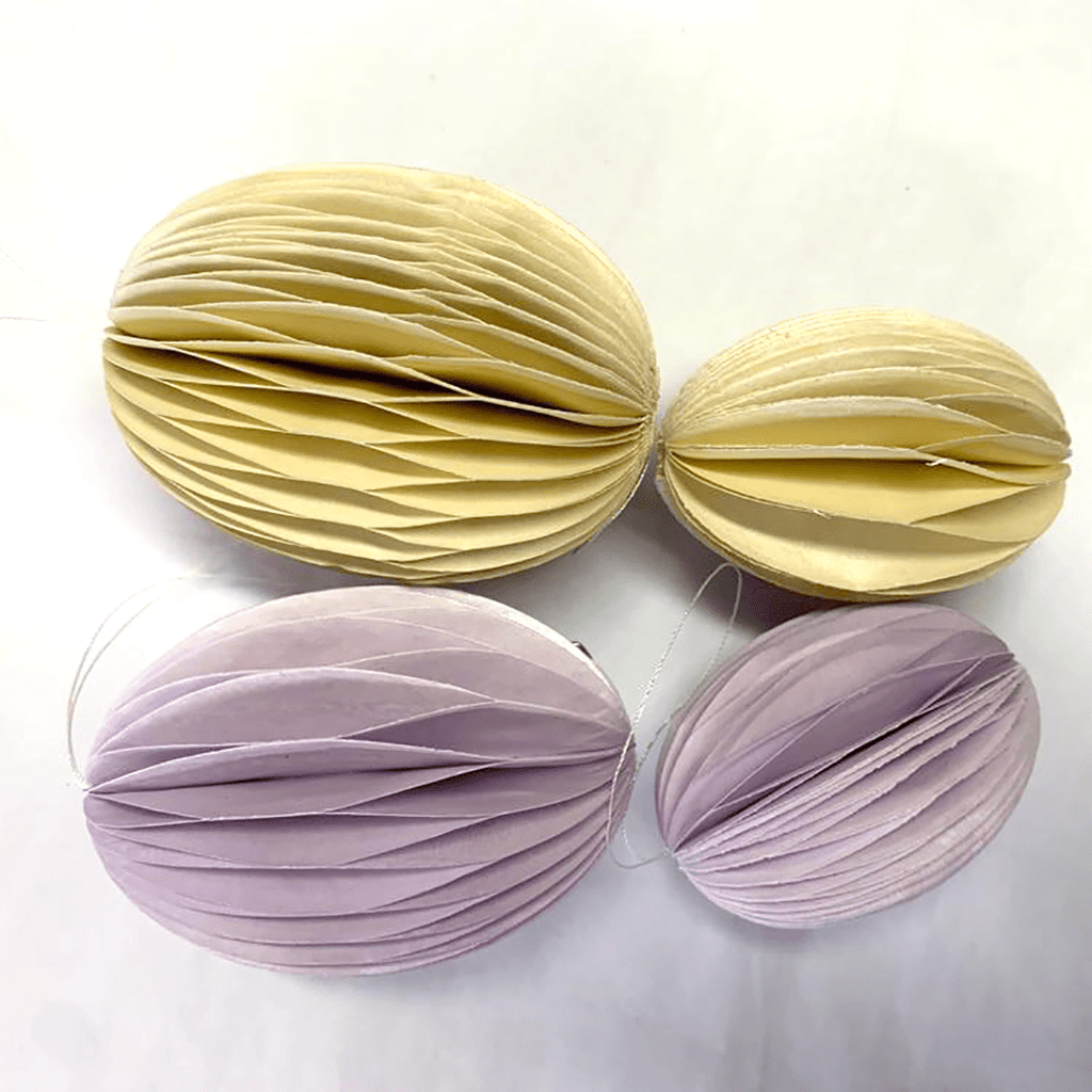 Honeycomb 'Egg' Hanging Decoration 'Lavender' or 'Straw' by Bungalow of Denmark - Curated Living