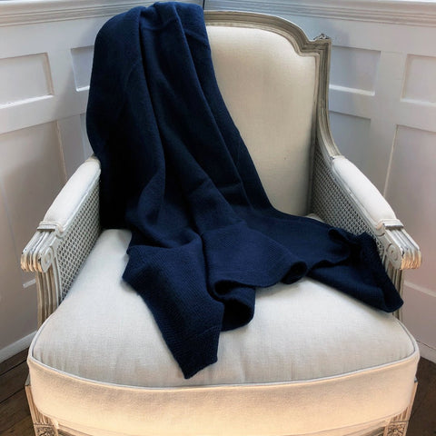 Navy Luxurious Wool Throw. - Curated Living