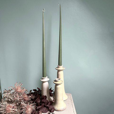 Pair of Tapered Candles. Eucalyptus. - Curated Living