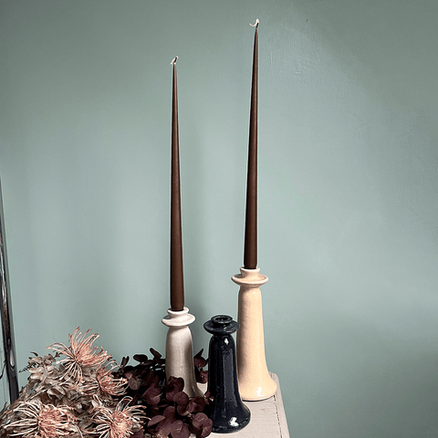 Pair of Tapered Candles 'Hazelnut' by Ester & Erik. - Curated Living
