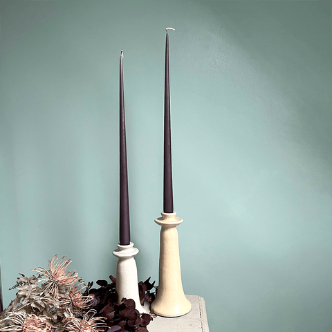 Pair of Tapered Candles. Mauve. - Curated Living