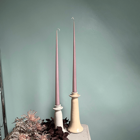 Pair of Tapered Candles. Soft Rose. - Curated Living