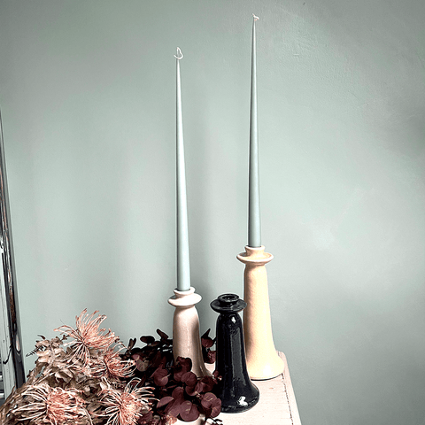 Pair of Tapered Candles. Stone Blue. - Curated Living