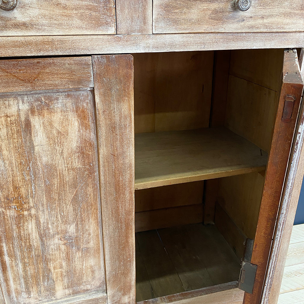 Vintage Limed Cabinet with Drawers and Cupboards