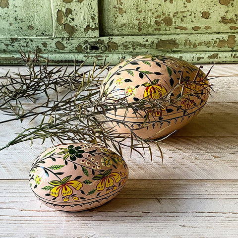 Papier Mâché 'Savannah Melon' Eggs Box of Two by Bungalow of Denmark - Curated Living