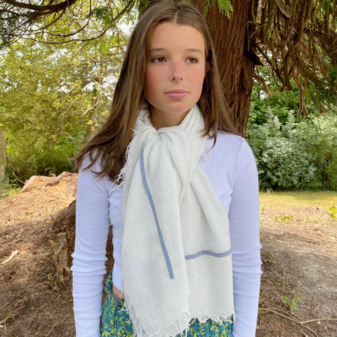 Scarf 'Bandol - White' by Feneun Limited Edition Scarves of Italy - Curated Living