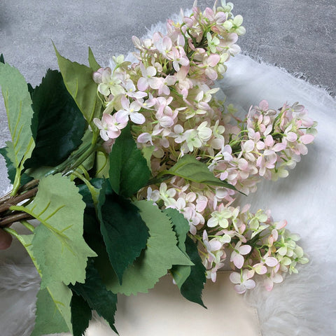 Silk-Ka Faux Flowers: White Hydrangea Stem. - Curated Living