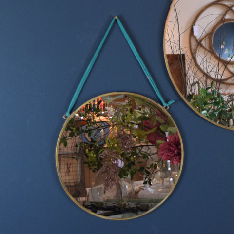 Small Round Brass Mirror - Curated Living