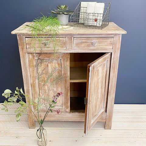 Vintage Limed Cabinet with Drawers and Cupboards - Curated Living