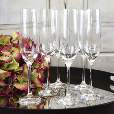 'Waterfall' Champagne Flute Glasses - Set of Six by Bohemia Crystal - Curated Living