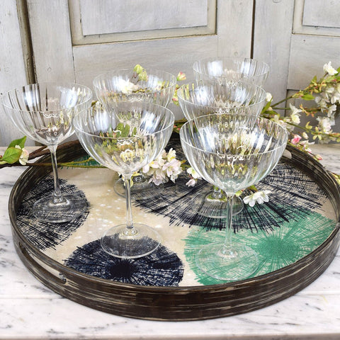 'Waterfall' Champagne Saucer Glasses - Set of Six by Bohemia Crystal - Curated Living