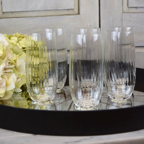 'Waterfall' Highball Drinking Glasses - Set of Six by Bohemia Crystal - Curated Living