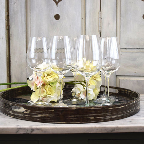 'Waterfall' White Wine Glasses - Set of Six by Bohemia Crystal - Curated Living