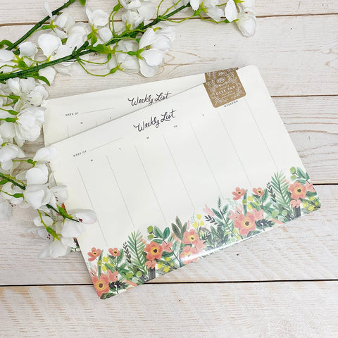 Weekly List Desk Planner. Flowers and Leaves. - Curated Living